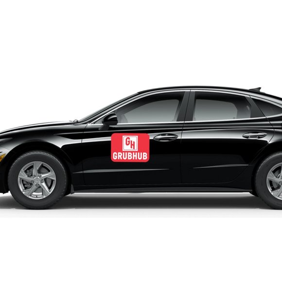 Large Pair of GrubHub Logo Red Magnetic Car Signs 12"x18" Food Delivery Driver - Picture 2 of 3